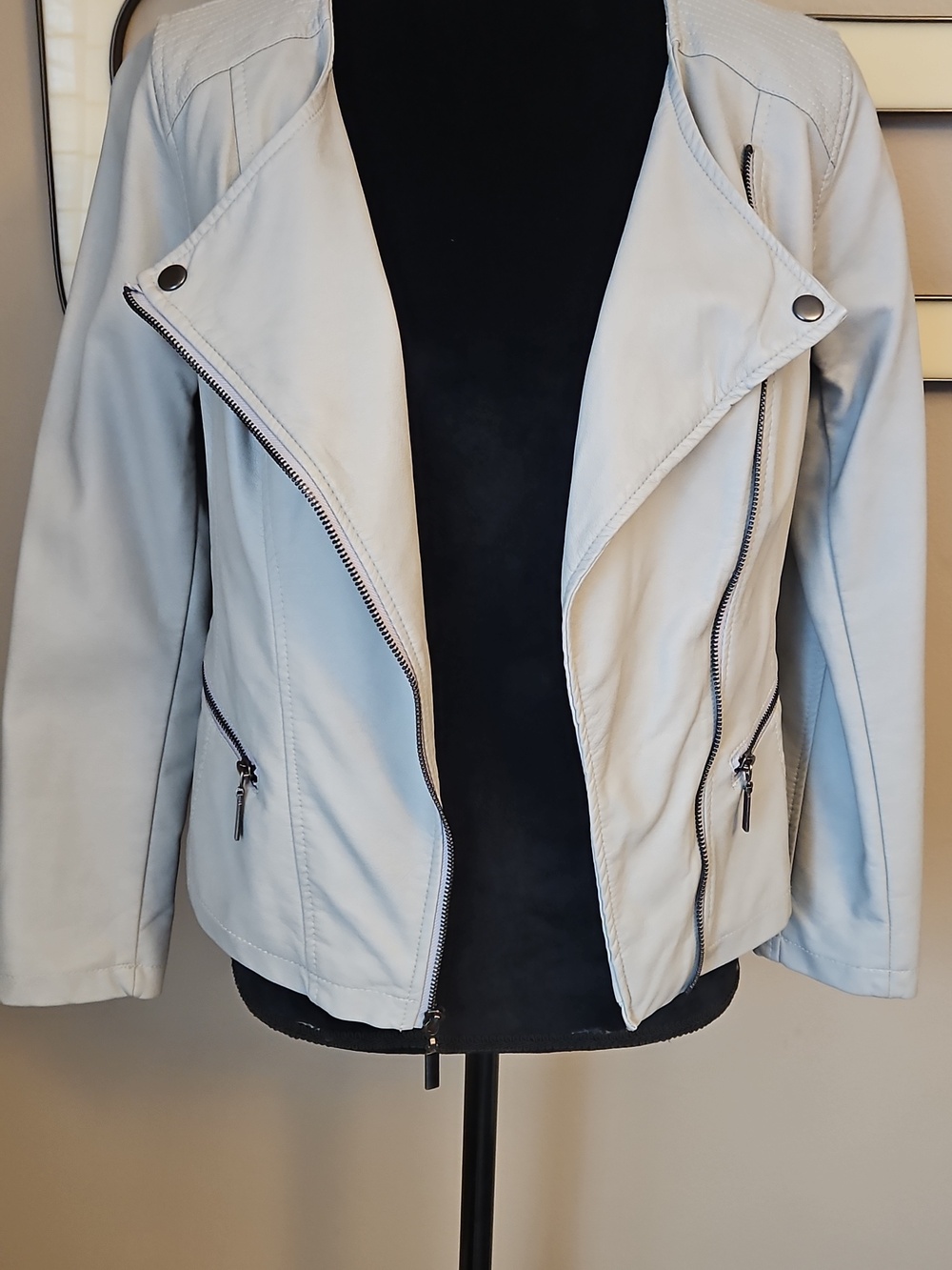 Alfani Petite Light Gray Asymmetrical Zip Jacket